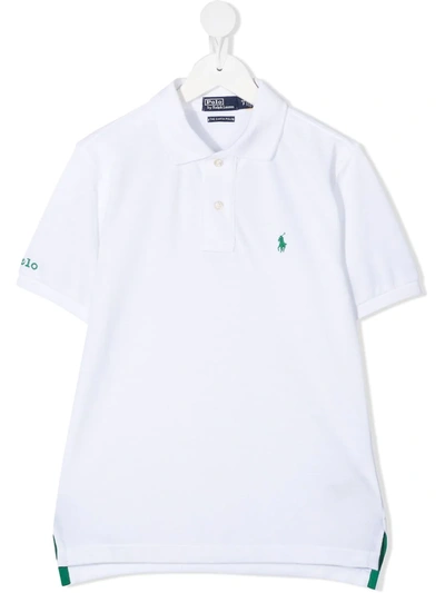 Ralph Lauren Kids' The Earth Embroidered Polo Shirt In White