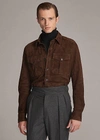 Ralph Lauren Suede Overshirt In Equine Green