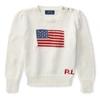 Polo Ralph Lauren Kids' Flag Cotton Crewneck Sweater In Essex Cream