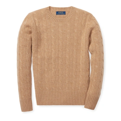 Polo Ralph Lauren Kids' Cable-knit Cashmere Jumper In Camel Melange