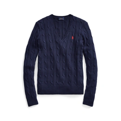 Ralph Lauren Cable Knit Wool And Cashmere Sweater In Hunter Navy | ModeSens