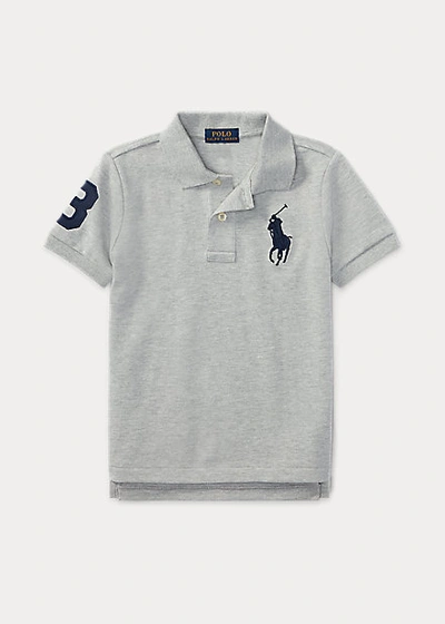 Polo Ralph Lauren Kids' Big Pony Cotton Mesh Polo Shirt In Polo Black/white