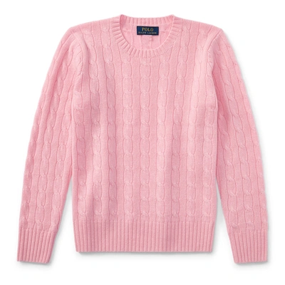 Polo Ralph Lauren Kids' Cable-knit Cashmere Sweater In Carmel Pink