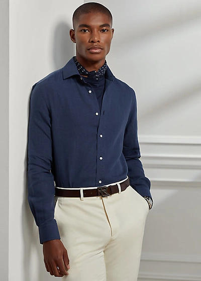 Ralph Lauren Linen Shirt In Classic Navy