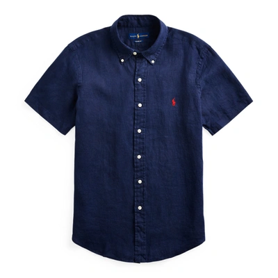 Ralph Lauren Classic Fit Linen Shirt In Blue