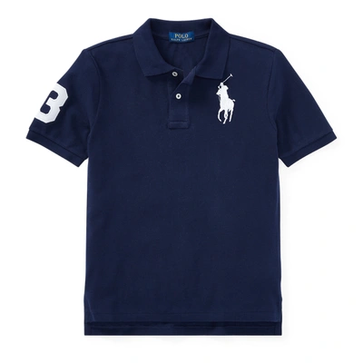 Polo Ralph Lauren Kids' Big Pony Cotton Mesh Polo Shirt In Refined Navy