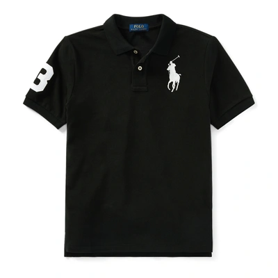 Polo Ralph Lauren Kids' Big Pony Cotton Mesh Polo Shirt In Polo Black/white