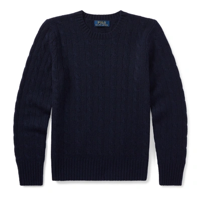 Ralph Lauren Kids' Cable-knit Cashmere Sweater In French Navy