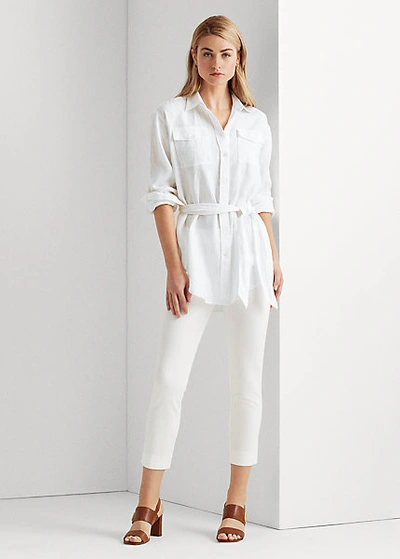 Ralph Lauren Belted Linen Shirt In White