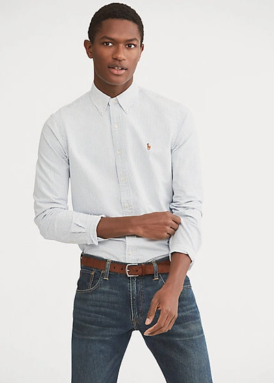 Ralph Lauren Classic Fit Striped Oxford Shirt In Blue/white