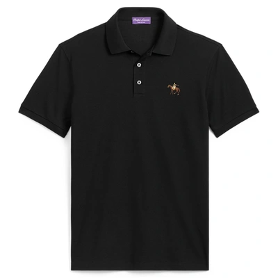 Ralph Lauren Custom Slim Fit Piqué Polo Shirt In Black