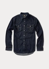 Double Rl Slim Fit Denim Western Shirt In Rinse Wash