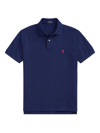 Polo Ralph Lauren Blue Jersey Polo Shirt With Logo In Newport Navy/red