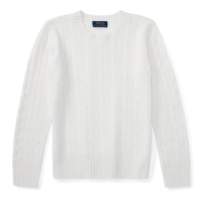 Ralph Lauren Kids' Cable-knit Cashmere Sweater In Warm White