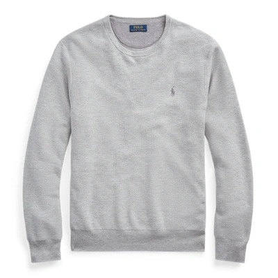 Ralph Lauren Mesh-knit Cotton Crewneck Sweater In Andover Heather