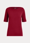 Ralph Lauren Cotton Boatneck Top In Red