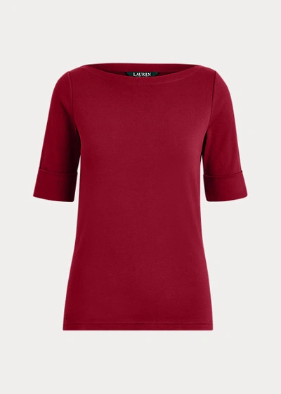 Lauren Ralph Lauren Cotton Boatneck Top In Martin Red