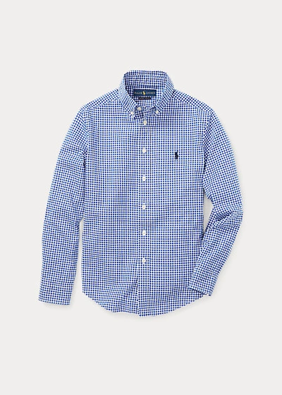 Polo Ralph Lauren Kids' Gingham Cotton Poplin Shirt In Blue Multi