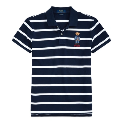 Ralph Lauren Classic Fit Polo Bear Polo Shirt In Cruise Navy/ White