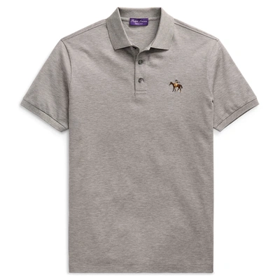 Ralph Lauren Custom Slim Fit Piqué Polo Shirt In Light Grey Heather