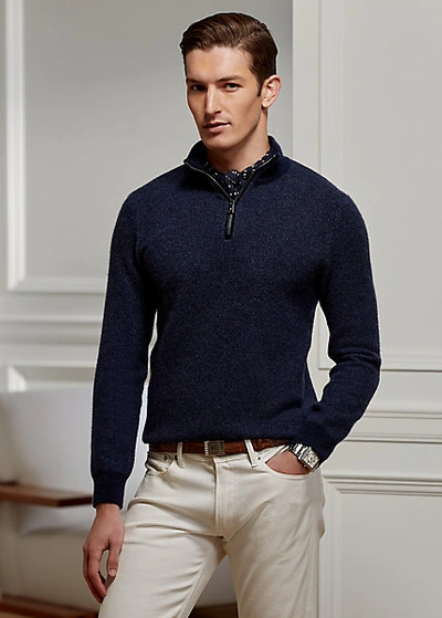 Ralph Lauren Cashmere Quarter-zip Sweater In Classic Chairman Navy