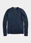 Double Rl Indigo Jacquard-knit Crewneck In Rinsed Blue Indigo