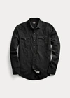 Double Rl Slim Fit Twill Western Shirt In Polo Black