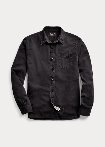Double Rl Garment-dyed Twill Workshirt In Black