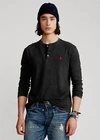 Ralph Lauren Slub Jersey Henley Shirt In Polo Black