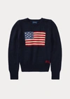 Polo Ralph Lauren Kids' Flag Cotton Crewneck Sweater In Hunter Navy