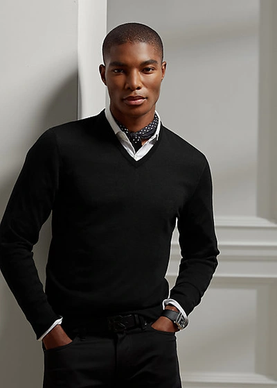 Ralph Lauren Cashmere V-neck Sweater In Classic Black