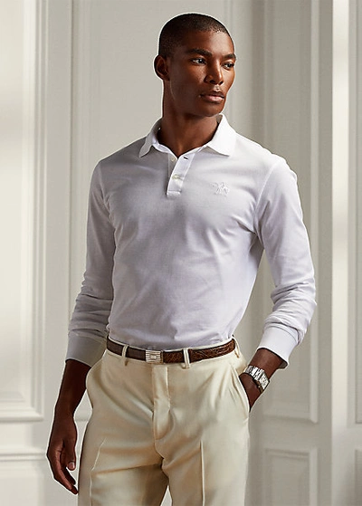 Ralph Lauren Piqué Long-sleeve Polo Shirt In Classic Black