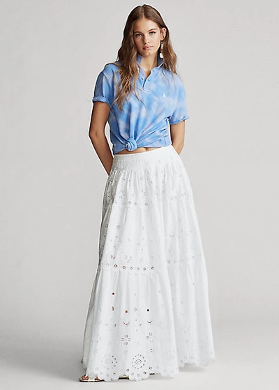 Polo Ralph Lauren Eyelet Tiered Poplin Skirt In White | ModeSens