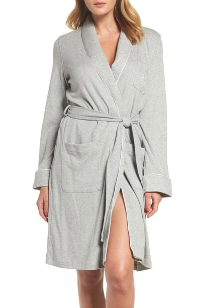 Lauren Ralph Lauren Plus Size Hartford Lounge Shawl Collar Knit Robe In Heather Grey