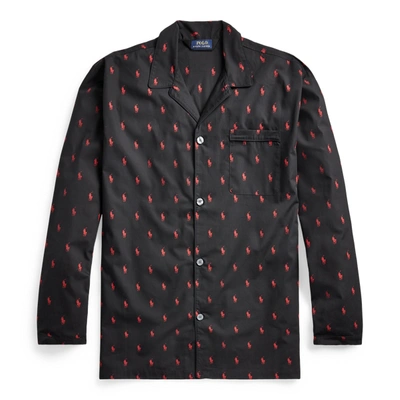 Polo Ralph Lauren Signature Pony Pajama Shirt In Rl Black/rl2000 Red