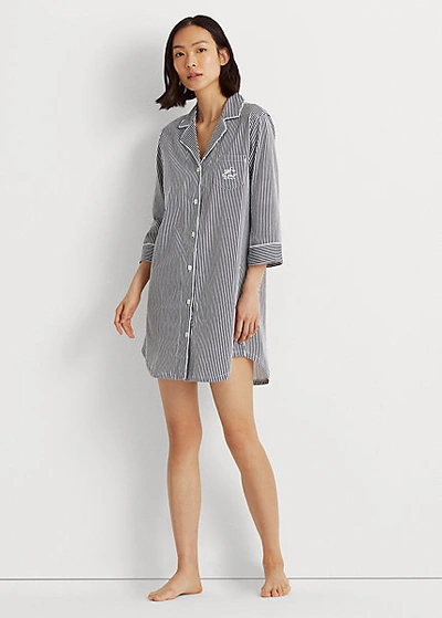 Lauren Ralph Lauren Cotton Sleep Shirt In Navy