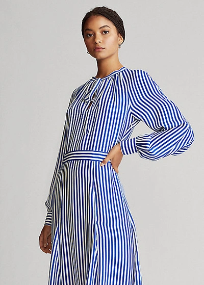 ラルフローレン★Striped Silk-Blend Dress Striped Silk-Blend Dress