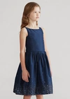 Polo Ralph Lauren Kids' Beaded Silk Taffeta Dress In French Navy