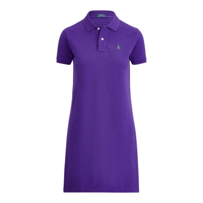 Ralph Lauren Cotton Mesh Polo Dress In Chalet Purple