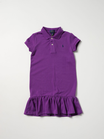 Polo Ralph Lauren Kids' Toddler Girls Cotton Mesh Polo Dress In Violet