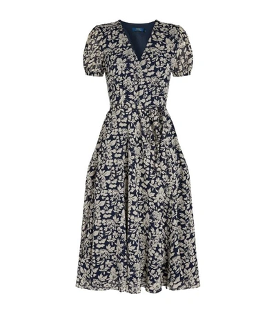 ralph lauren navy blue wrap dress Ralph Lauren Belted Crepe Dress