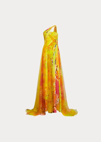 Ralph Lauren Vivianne Evening Dress In Yellow Multi