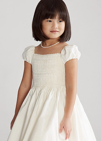 Polo Ralph Lauren Kids' Smocked Silk Dress In Cream