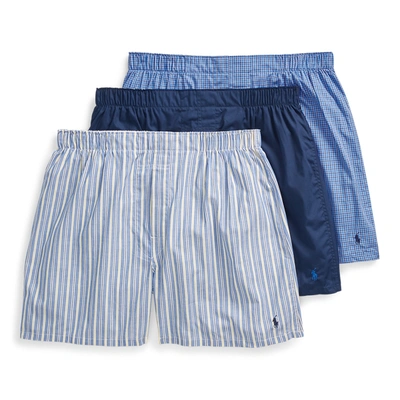 Ralph Lauren Classic Fit Boxer 3-pack In Stripe, Navy & Checked