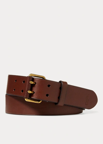 Polo Ralph Lauren Double-prong Leather Belt In Dark Brown