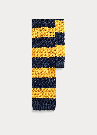 Polo Ralph Lauren Striped Knit Silk Tie In Navy/red