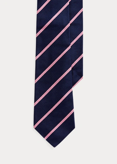 Polo Ralph Lauren Striped Silk Repp Tie In Navy/lavender