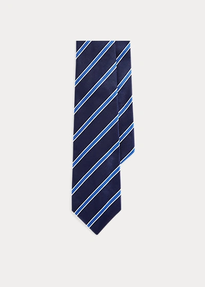 Polo Ralph Lauren Striped Silk Repp Tie In Navy/blue