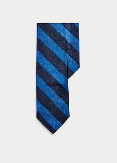 Polo Ralph Lauren Striped Silk Repp Narrow Tie In Navy/royal