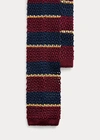 Ralph Lauren Striped Knit Silk Tie In Navy/green/gold